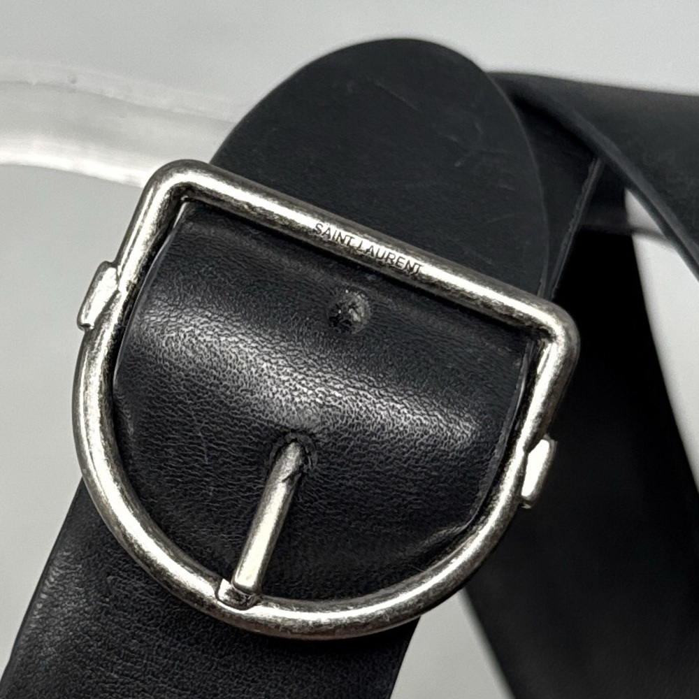 Saint Laurent Charlie 55 Leather Ankle Wrap Strap Buckle Low Block Heel Sandals - Picture 9 of 16